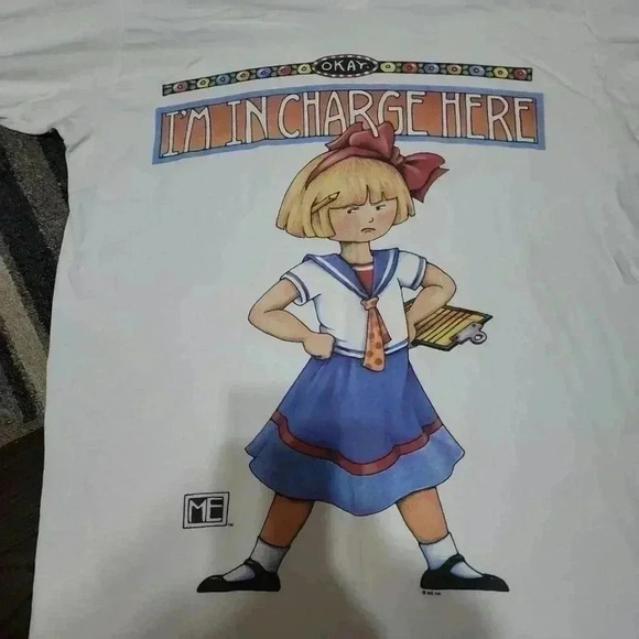 RARE Vintage 90S Mary Engelbreit Okay I'M IN CHARGE T Shirt. One Size - Picture 5 of 6